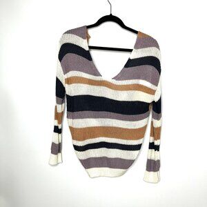 Love Tree Women's Striped Pullover Sweater with Twist Back Size S, NEW